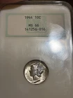 1944 Mercury Dime Old NGC Fatty Green Ink MS 66 Perfect Hologram!