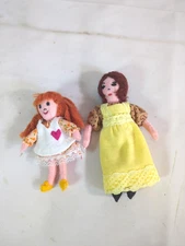 Vintage 1970s Mom And Daughter Cloth Rag Dolls Handcrafted D6