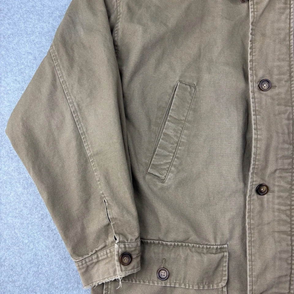 Abrigo de Granero Chaps Ralph Lauren Chore Para Hombres Mediano Caqui Franela a Cuadros Chaqueta Forrada Foto 4 de 4