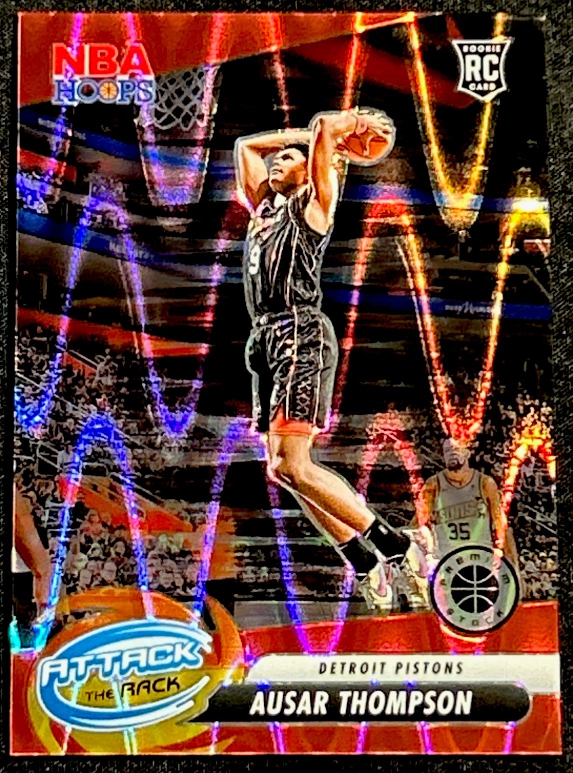 2023-24 Nba Hoops Premium-Ausar Thompson #5 Attack the Rack Red Seismic /199 RC