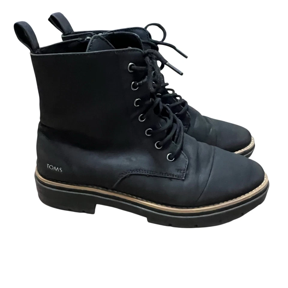 Tom’s Alaya Mujer Cuero Genuino Cómodo Combate Botines Negro 8 Foto 2 de 4