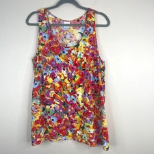 Cabi Luisa Racerback Tank Top Womens Large Floral Colorful Vacation Travel
