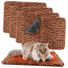 4 Pack Self Warming Cat Pads Self Heating Cat Mat Washable 16 x 20 Inch Brown