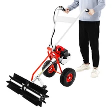 1.7hp Gas Power Walk Behind tractor dirt snow Sweeper Broom Driveway Walkway USA