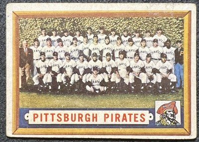 1957 TOPPS PITTSBURGH PIRATES TEAM CARD#161 VG FRONT SOME PAPER LOSS ON BACK