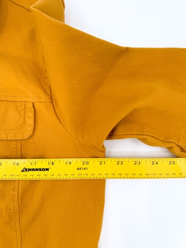 Anthropologie Jacket Womens XL Mustard Yellow Bell Sleeve Cropped Button Pockets - Picture 10 of 11