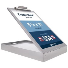 Metal Clipboard with Storage Dual Layer Letter Size Silver Case New