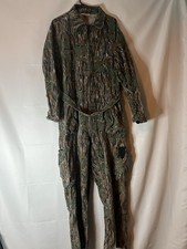 Vtg 70-80s IDEAL Camouflage Hunting Coveralls Jumpsuit Men's Belted Zip USA Lg