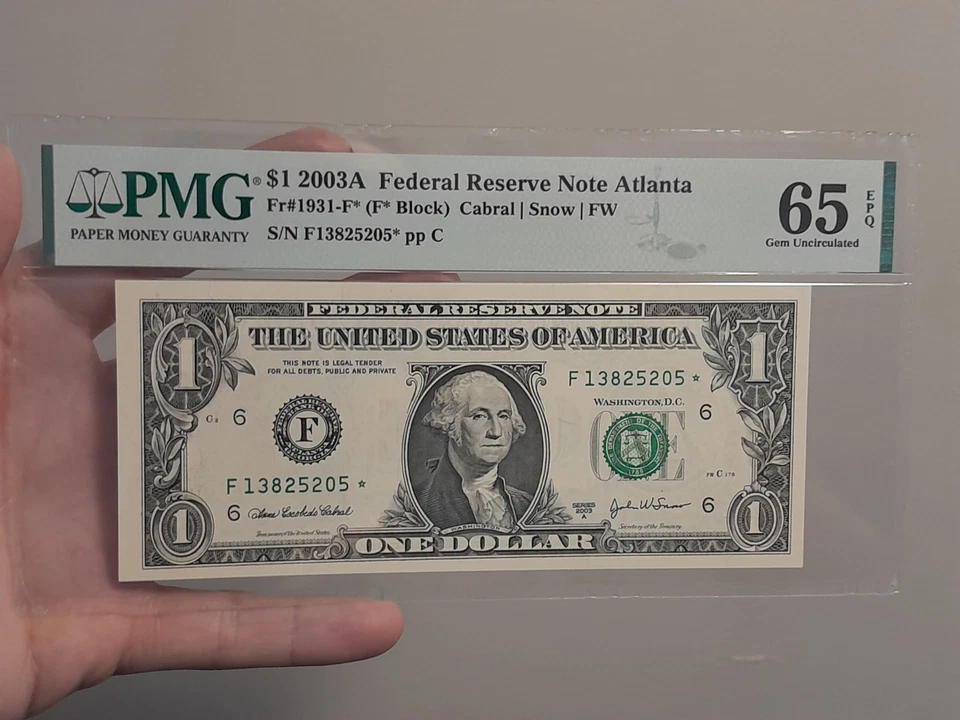 2003 A $1 Federal Reserve Star Note Atlanta PMG 64 EPQ - Image 2 of 4