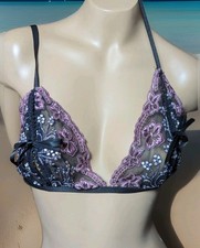 Vintage Y2K Fredrick's Of Hollywood Sheer Lace Corset Bow Tie Bra Sz Small