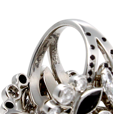 CHANEL Camélia Ganse Diamond Black Diamond Flower 18K White Gold