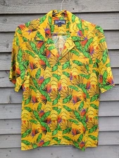 Vilebrequin Charli Go Bananas Mens Small Yellow Floral Short Sleeve Shirt Top