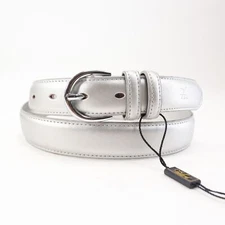 Falari Dress Belt Women M 34-36 Silver Leather Hardware Adjustable Buckle NWT