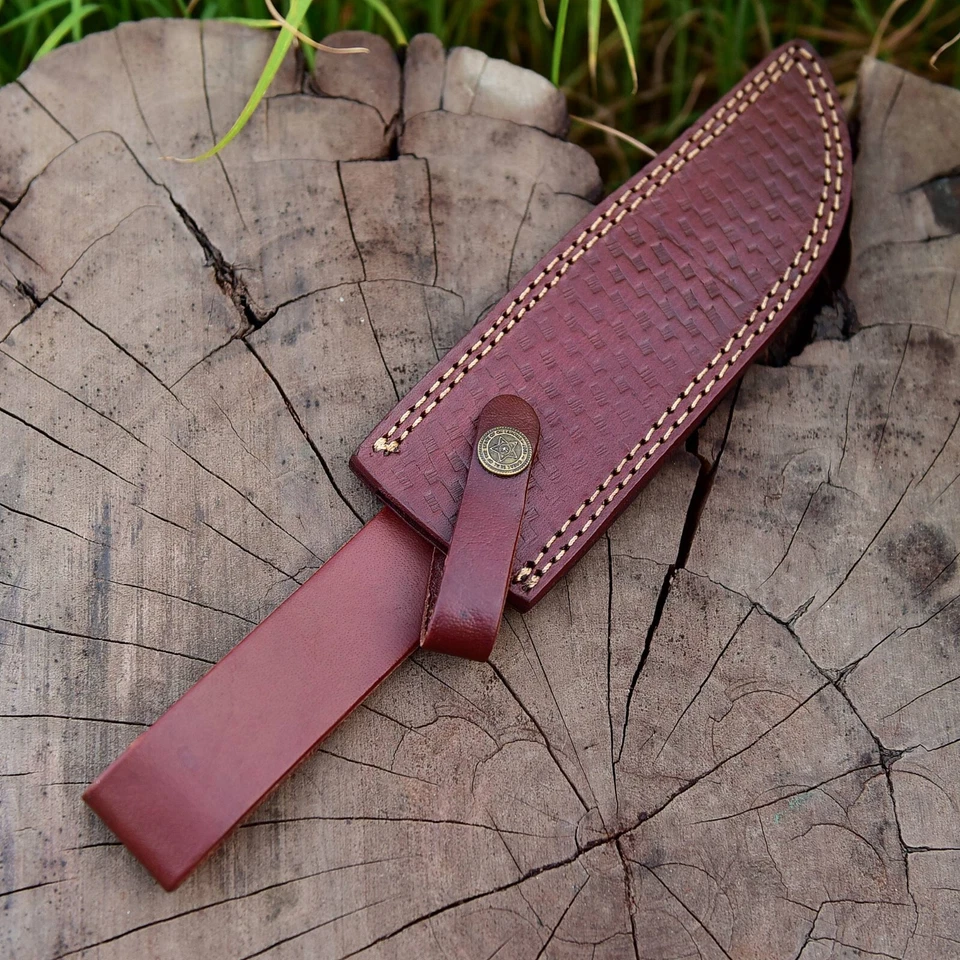 12' long Handmade Leather Sheath Fixed Blade Knife cover Fits Up To 7"—7.5” x624 - Image 3 of 4