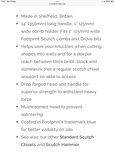 FOOTPRINT Flooring Chisel 2 1/4” Long Handle 450mm extra reach Made in UK - Picture 13 of 13