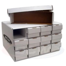 (2 ct) BCW Card House w/ 12 2 Piece 800ct Corrugated Cardboard Storage Boxes