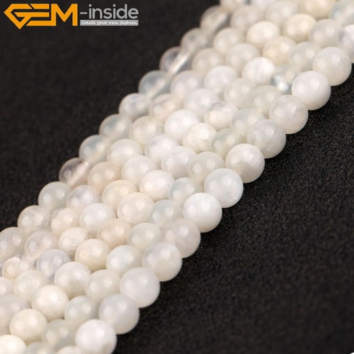 AAA Grade Natural Genuine Blue Rainbow Moonstone Gems Beads For Jewelry Making - Picture 29 of 32