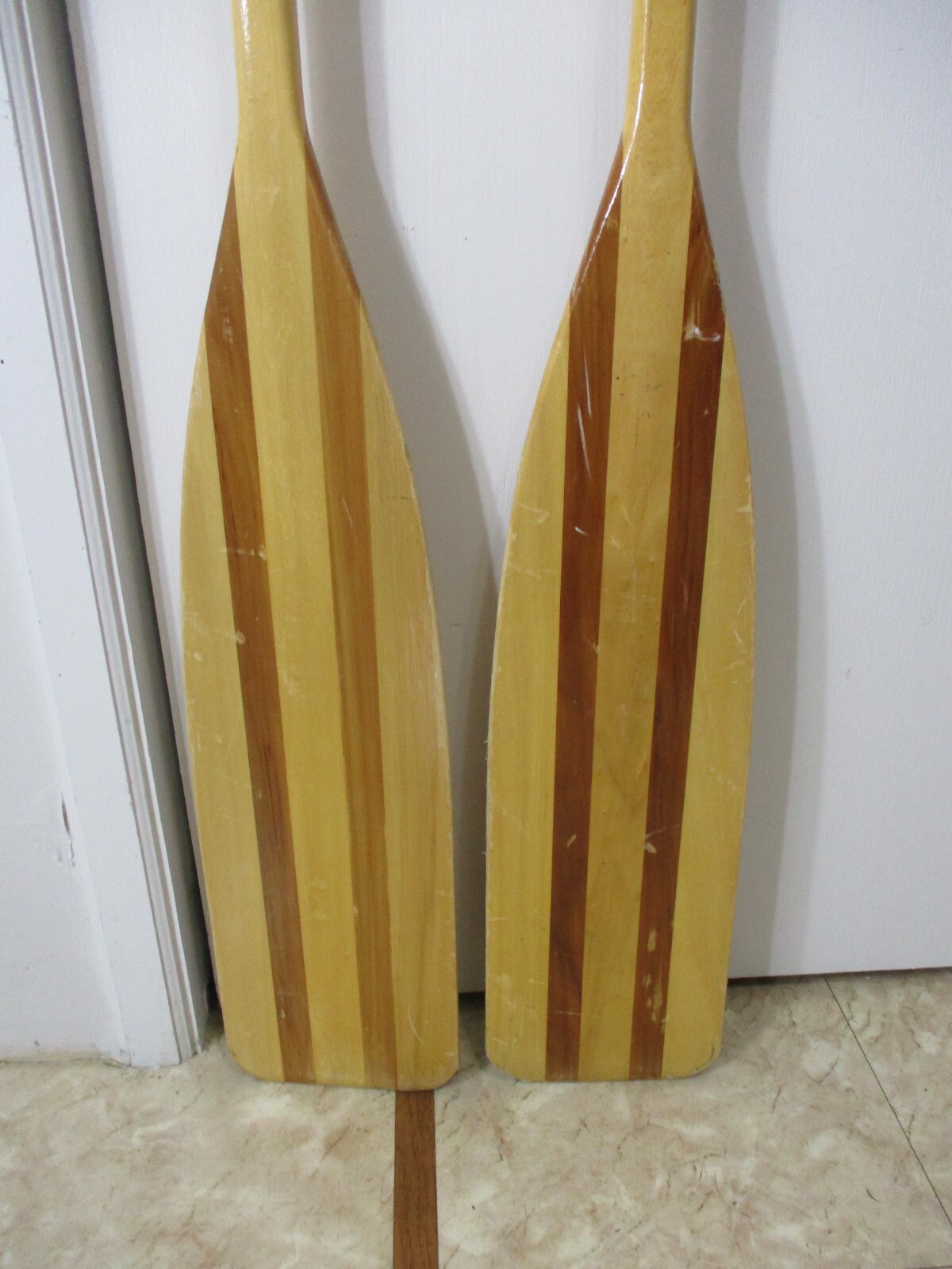 2 Wooden FEATHER BRAND Boat Oars/ Paddles  60"  GREAT SHAPE