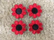 Lot 4Pcs Spring Red Black Daisy Flower Embroidery Iron On Applique Patch