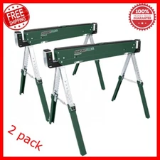 2 pc MASTERFORCE SAWHORSE - Saw Work Folding Duty Table Durable Portable Jobsite