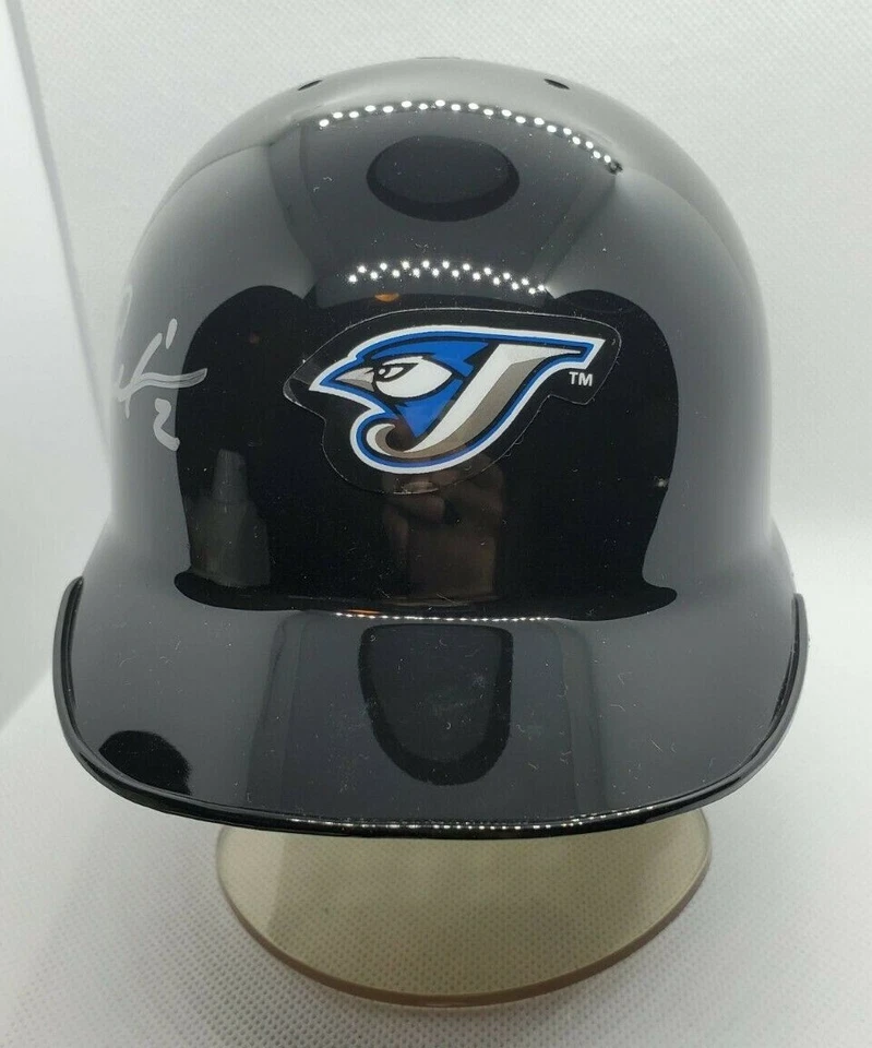 MINI CASCO RIDDELL FIRMADO POR VERNON WELLS AARON HILL CERTIFICADO DE AUTENTICIDAD TORONTO BLUE JAYS Foto 2 de 3