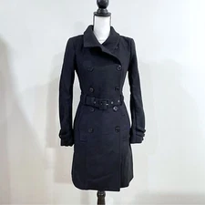 Patrizia Pepe Double-breasted Belted Waist Buckled Wool Coat Black, Women US 6