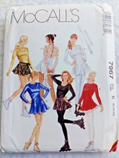 Vintage McCall's Costume Pattern 7967 Leotard Skating Dress, Panties, Skirt 8-12
