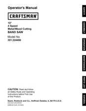 Owner's Manual & Parts List  Sears Craftsman 15" Band Saw - Model 351.224400
