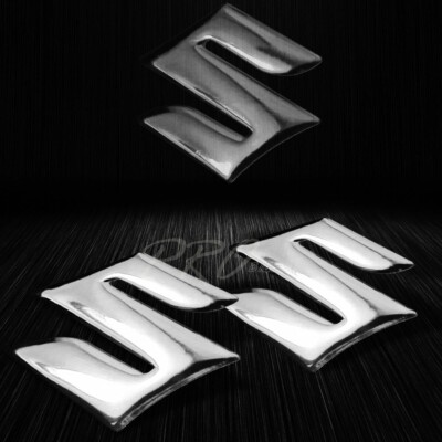 2x 2'' Emblem Decal ''S'' Logo Glossy Fairing/Fender Sticker Suzuki Chrome Silver