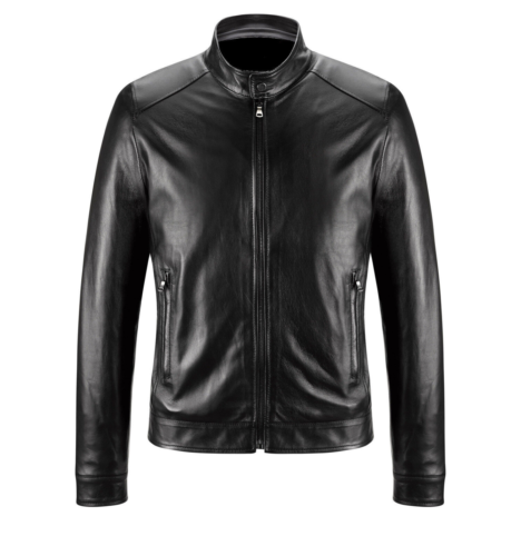 SLIM FIT BIKER COW REAL LEATHER JACKET ZIPPER SIDE POCKETS WITH PREMIUM QUALITY - Picture 1 of 4