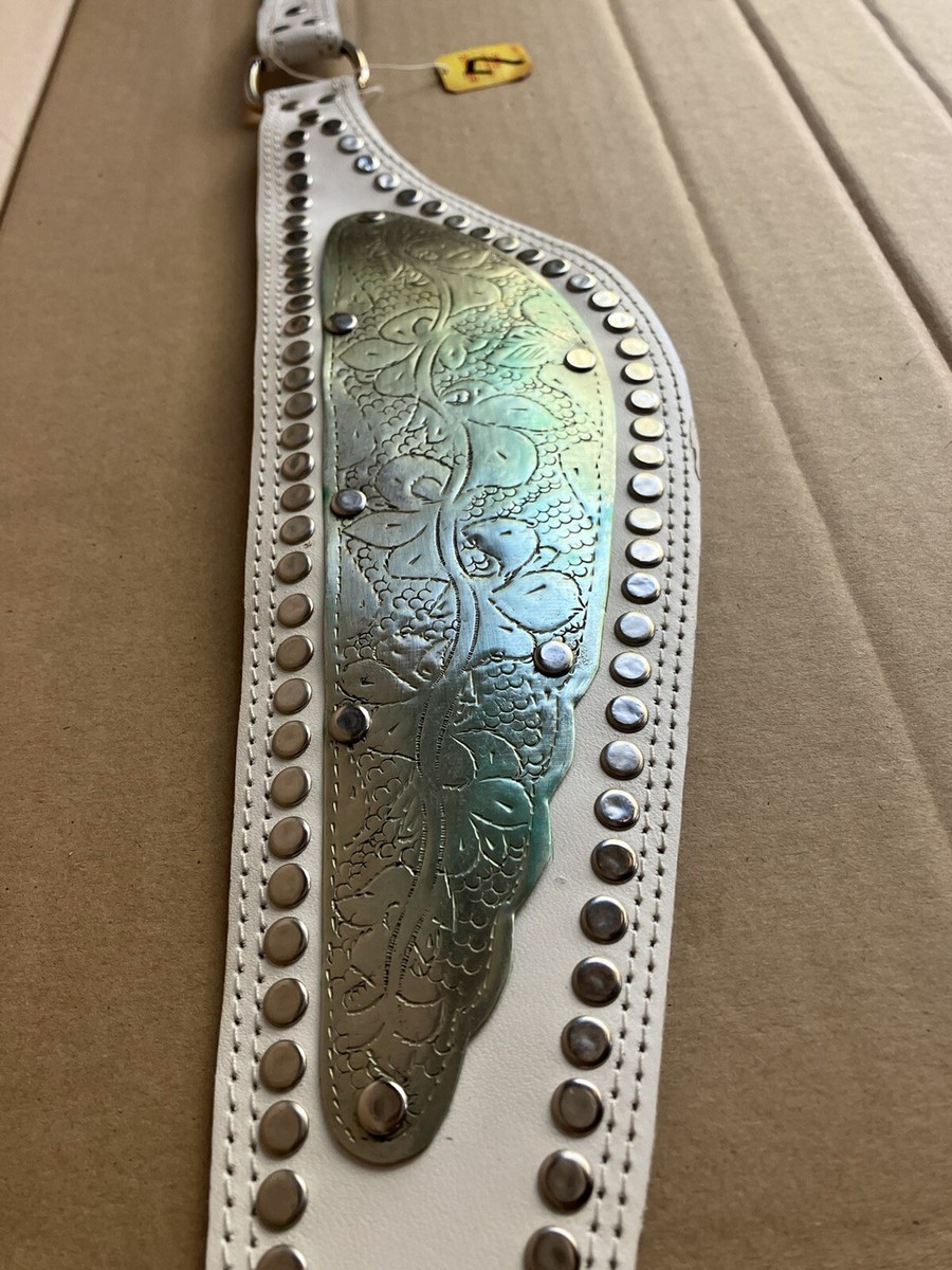 Dairi Belt Moroccan Etch Bronze Leather Concho Hammered VTG  display picture 1