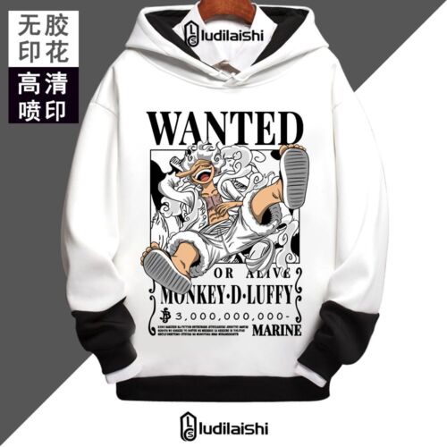 Felpa con cappuccio anime One Piece Rufy manica lunga t-shirt felpa con cappuccio pullover pullover - Foto 1 di 1