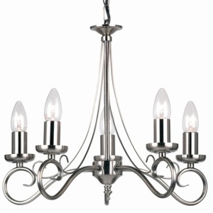 Hanging Flush Ceiling Pendant 5 Light Antique Silver Chandelier
