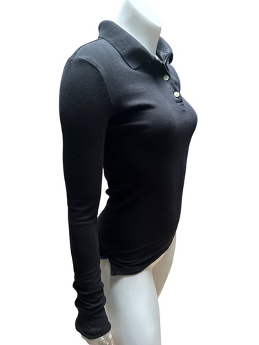 Black Long Sleeve Girls Shirt Size 12 Fitted All Cotton Aeropostale Made in NYC - Picture 7 of 8