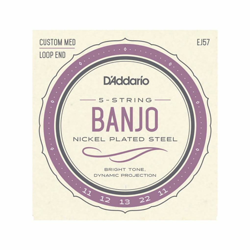 Calibro 11-22 Medio Corde Per Banjo D'Addario EJ57 - Set Di 5 Corde In Nickel, Calibro Medio 11-22, Estremit&agrave; Ad Anello, Suono Tradizionale Corde D 'Addario Medio