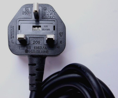 Power Supply Cable Cord UK Plug 8 ft BS 1363/A 3 Pin Plug Thick Wire ...