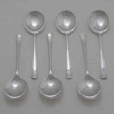 HARLEY Design EPNS A1 SHEFFIELD ENGLAND Silver Service Cutlery Six Soup Spoons