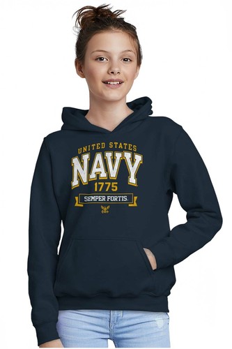 United States Navy Sempor Fortis Anchor Seal Youth Hooded Sweatshirt Boy or Girl - Picture 5 of 10