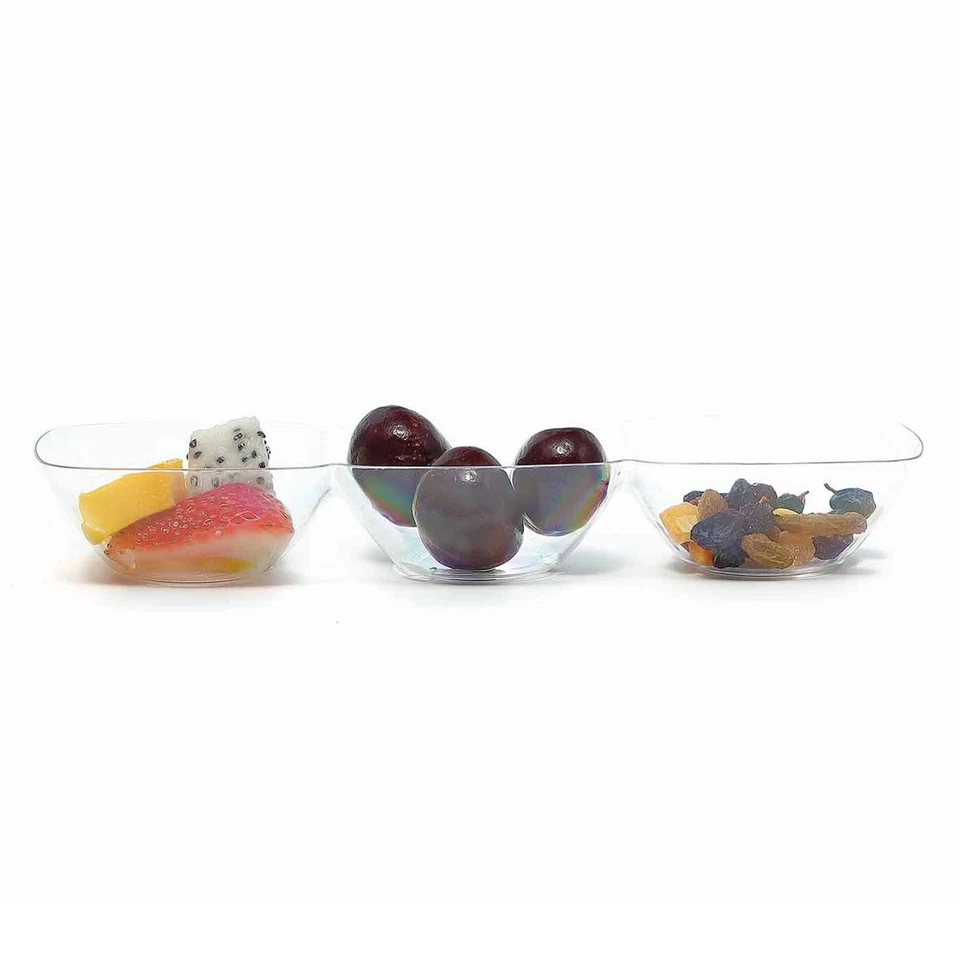 Clear Rectangular Disposable Plastic Heavy Duty 3-Hole Mini Plastic Bowls 240pcs - Image 3 of 4