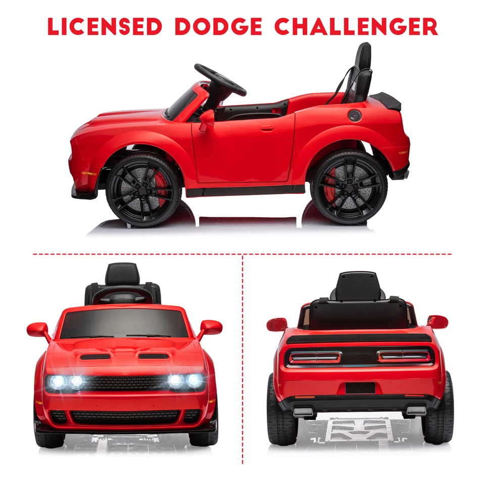 Coche eléctrico Dodge Challenger 12V para niños con licencia juguetes para niños de 3 a 8 años Foto 4 de 4