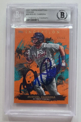 22/50 Miguel Cabrera Signed Auto 2021 Topps Inception Orange BGS BAS 10 AUTO
