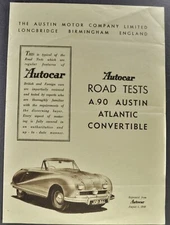 1949 Austin A90 Atlantic Convertible Road Test Brochure Folder Nice Original 49