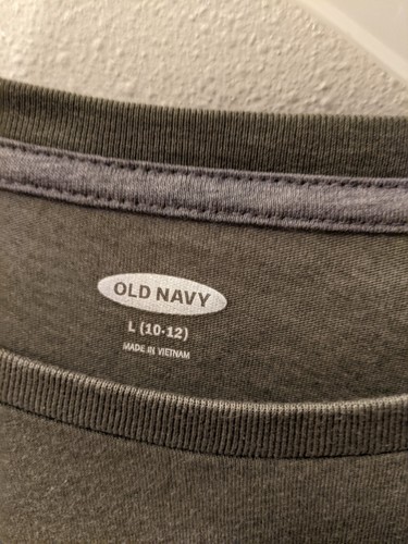 Boys Old Navy L (10-12) Dk Sage Green Long Sleeve Tee - Picture 2 of 3
