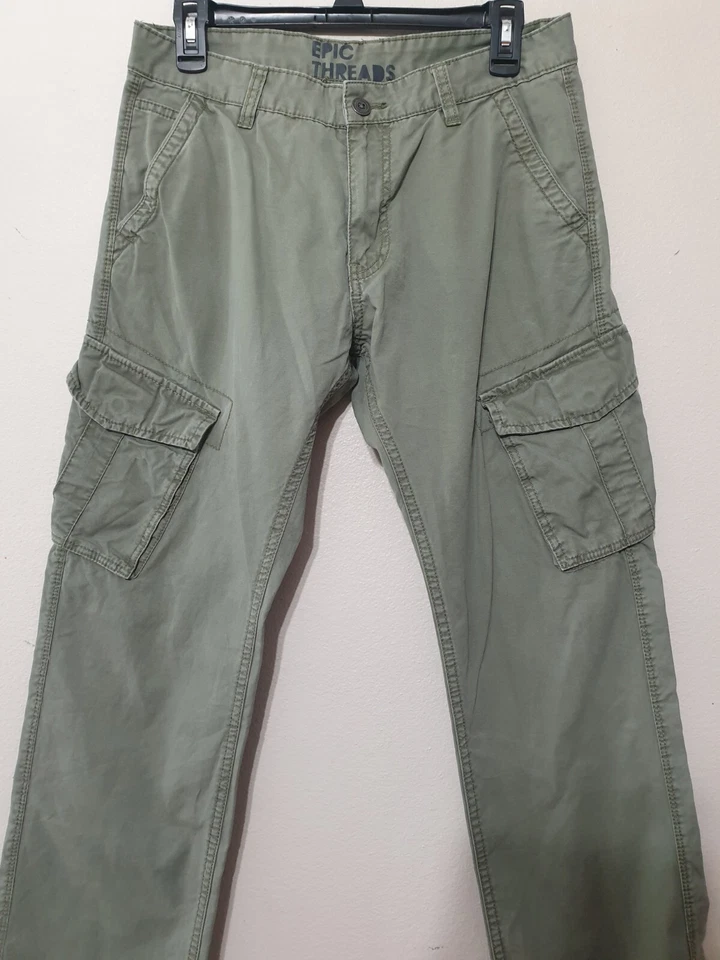 Pantalones cargo Epic Threads talla 18 (30x30) para hombre jóvenes bolsillos algodón verde Y2K Foto 4 de 4