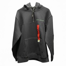 Felpa con cappuccio uomo John Deere quarto zip cotone pesante pullover medio nuova con etichetta nero