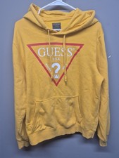 Guess Yellow Women's Pull Over Hoodie With Iconic Logo Excellent Condition Size
