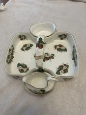 Vintage 3pc. Hammersly strawberry basket w/ sugar & creamer