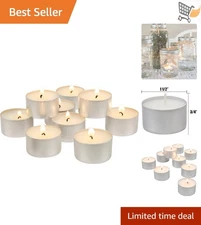 50 Count White Unscented Tea Light Candles Long Burning 6-7 Hours Indoor Out