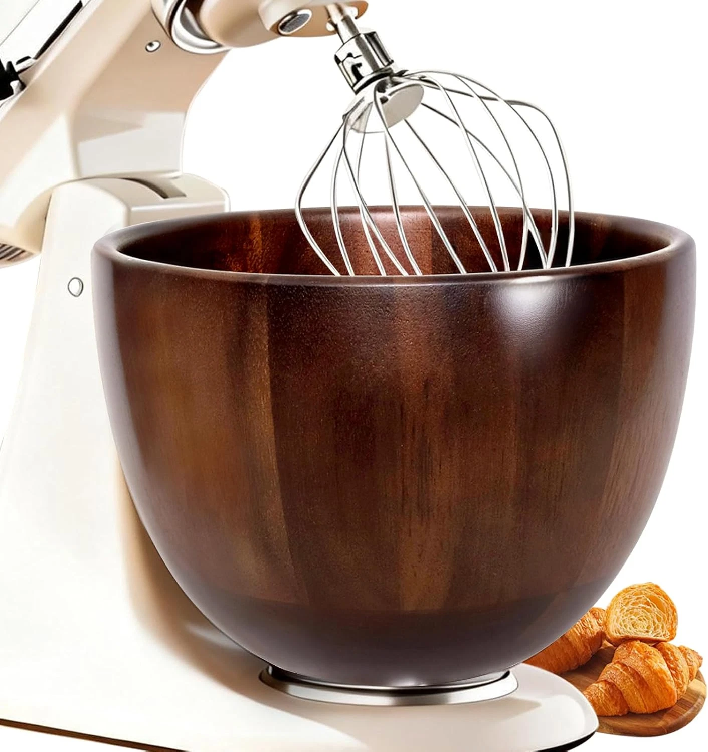 Premium Wood Bowl for Kitchenaid 4.5 & 5 QT Tilt-Head Stand Mixer, Solid Acacia