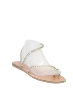 Hebe Athens Womens Braided Persephone Loop T Strap Sandals Silver Tone Size 41